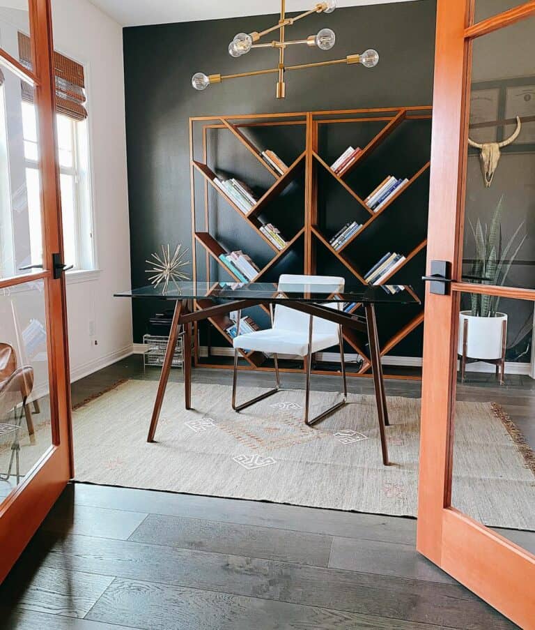 Study Room With Unique Wood Bookshelf