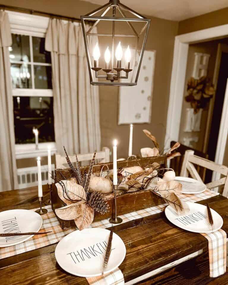 Thanksgiving-themed Dining Room Table Setting