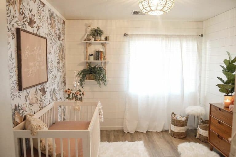 Timeless Floral and White Shiplap Nursery