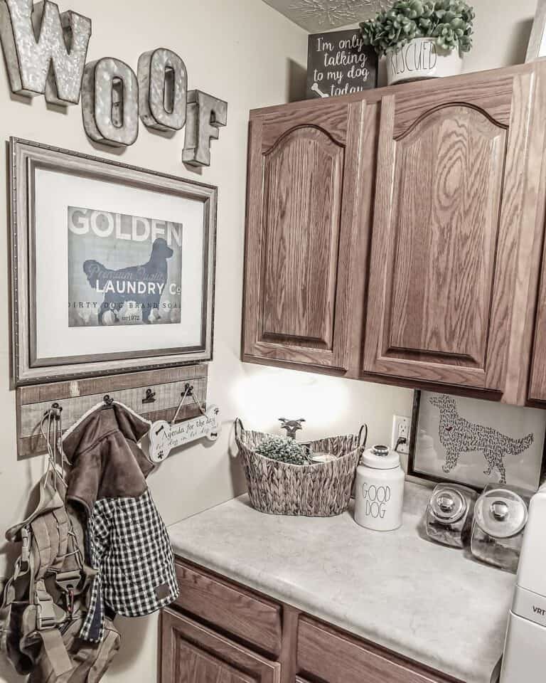 Traditional Stained Wood Laundry Cabinets
