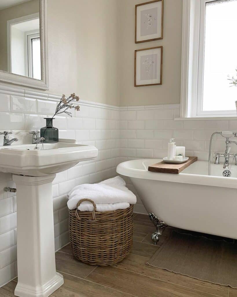 Traditional White and Wood Bathroom
