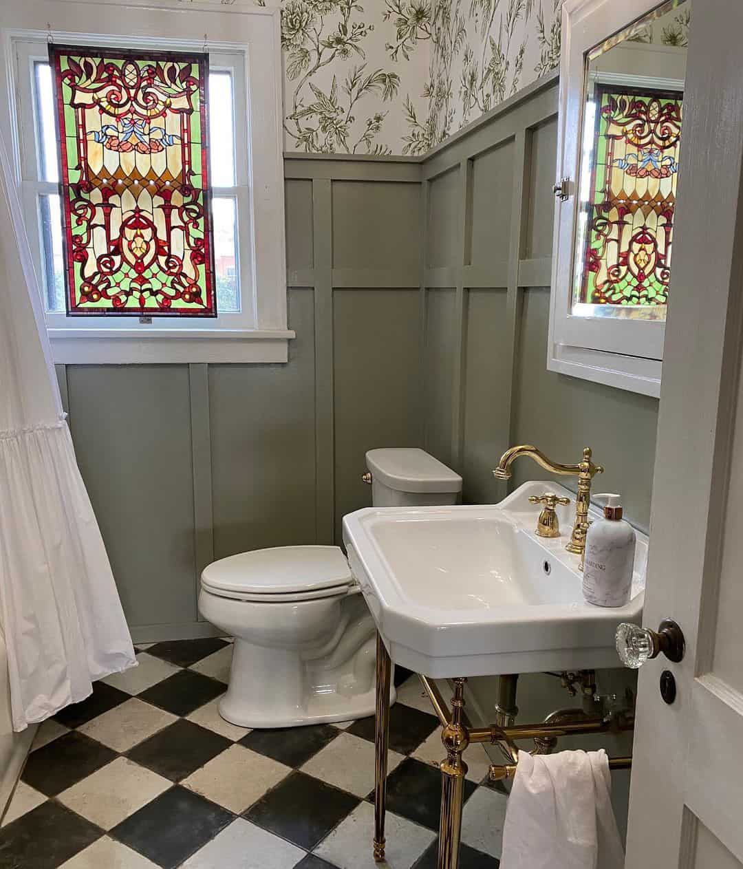 Vintage Bathroom With Green Board and Batten Wainscoting - Soul & Lane