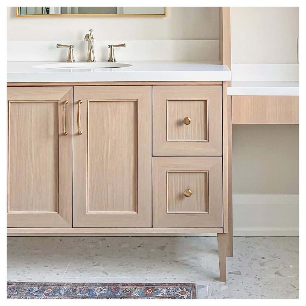 White Bathroom With Wooden Cabinets