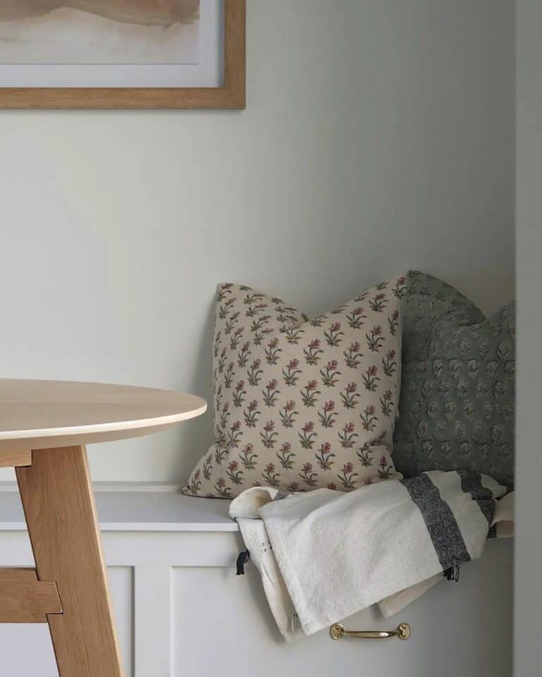 White Bench Occupies a Cozy Corner