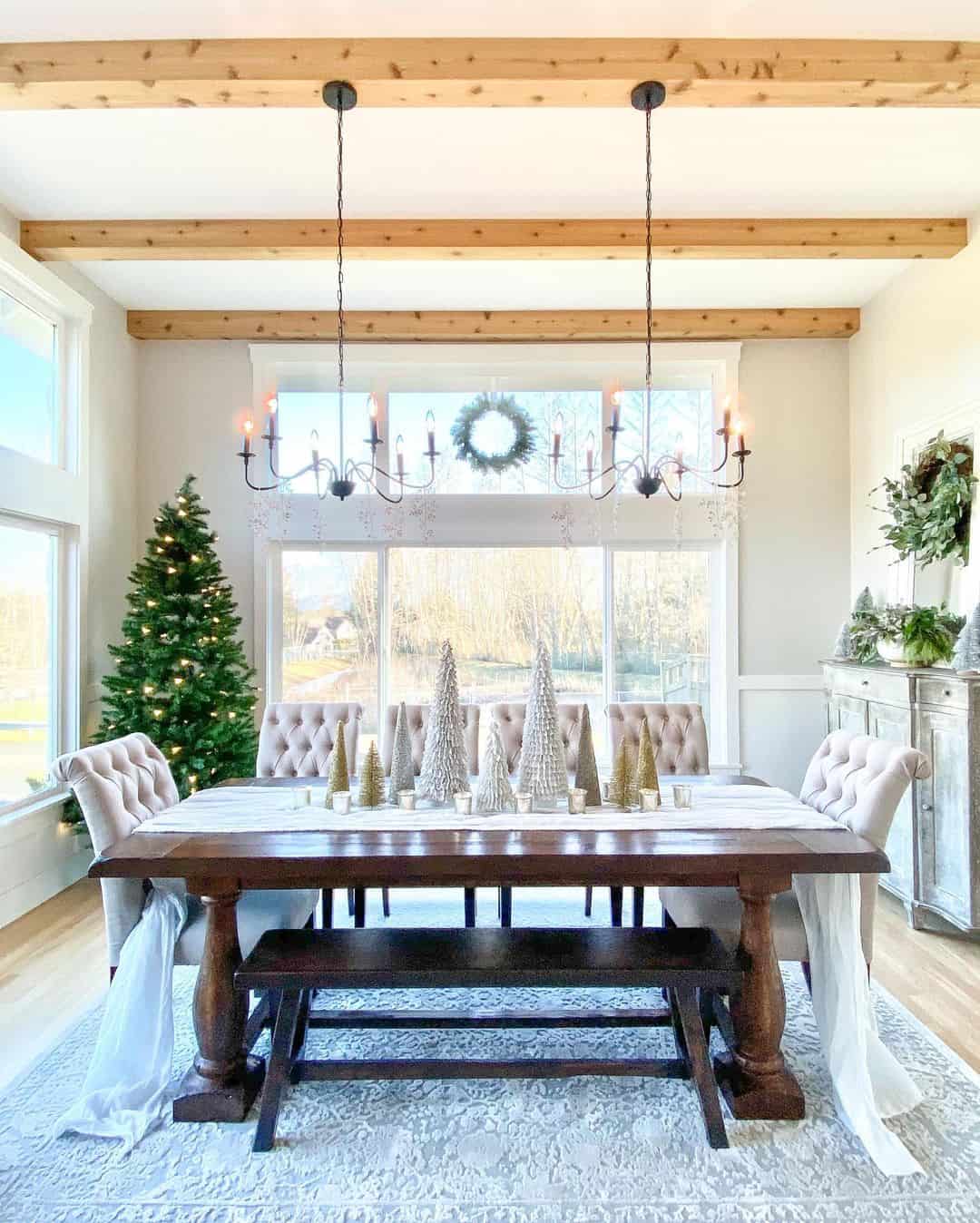 White Christmas Non-floral Centerpiece for Dining Room Tables - Soul & Lane