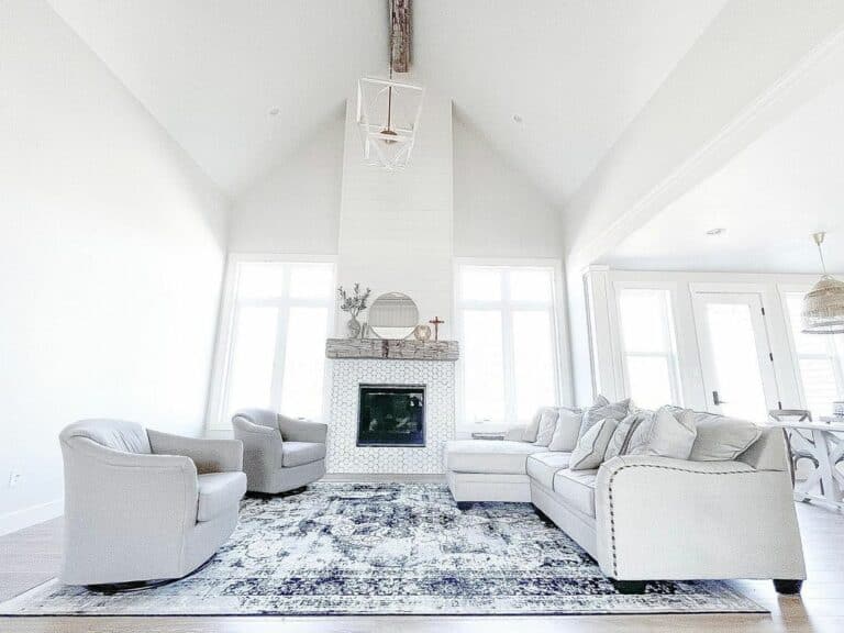 White Living Room With Vintage Rug