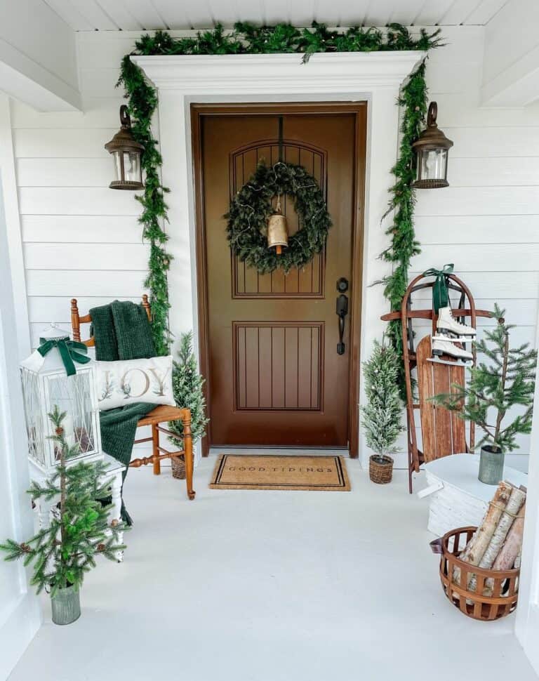 White Porch With Vintage Wood Sled