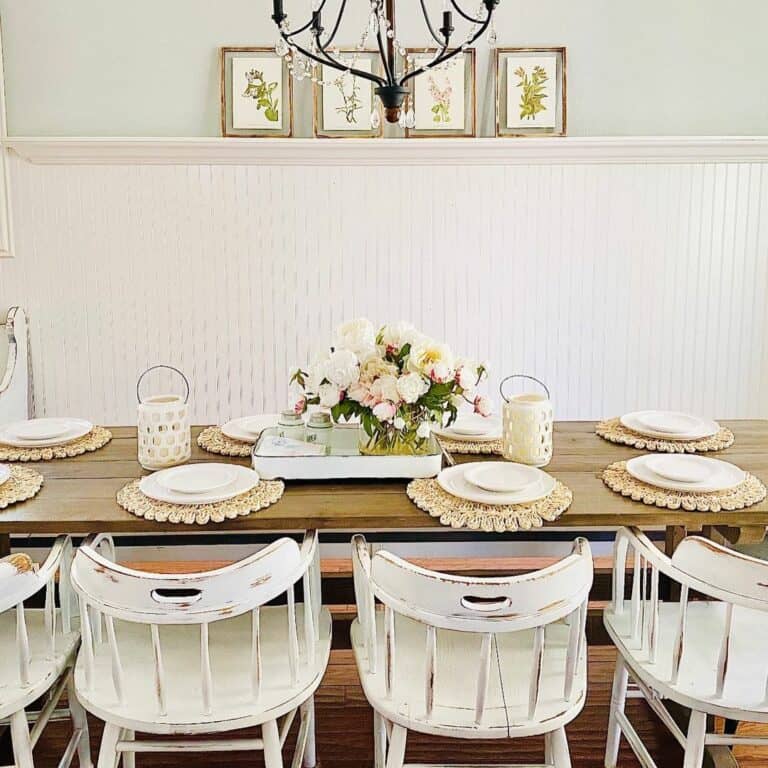 Wood Dining Table With Country Cottage Tablescape