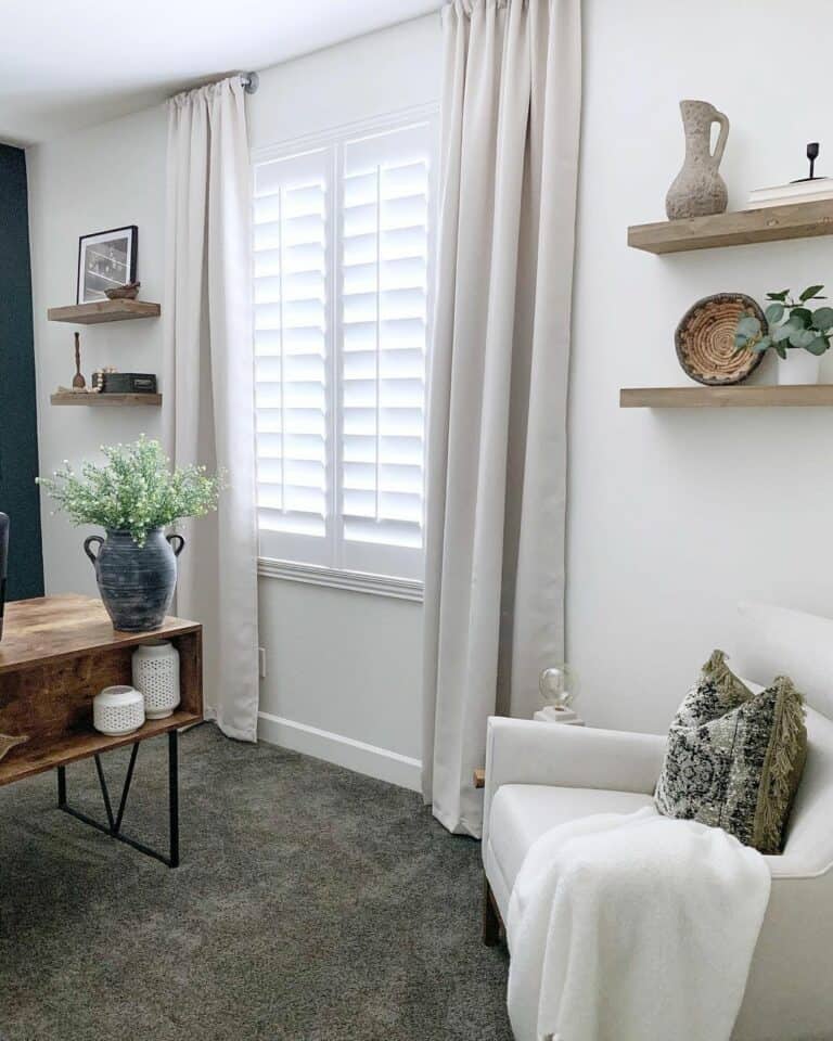 Wood Floating Shelves With Country Décor