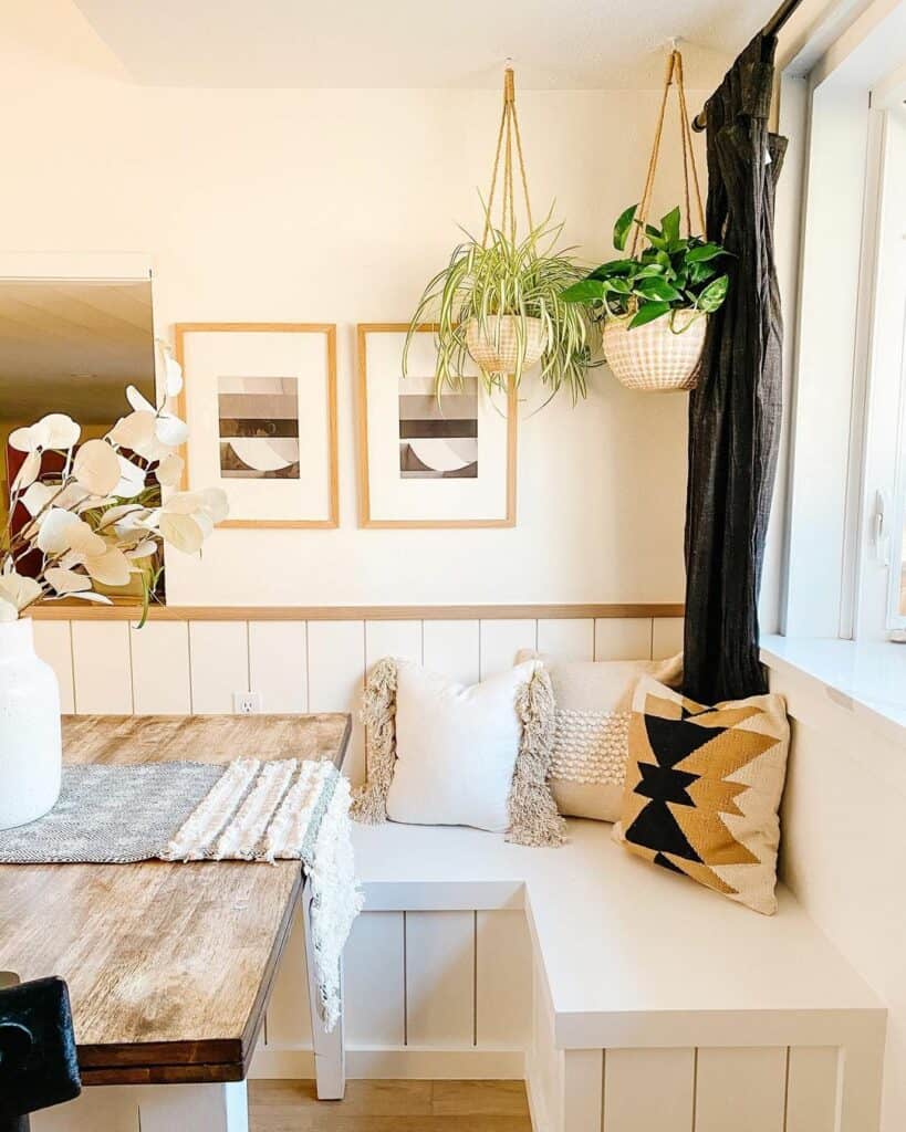 Wood Trim Frames a Shiplap Bench