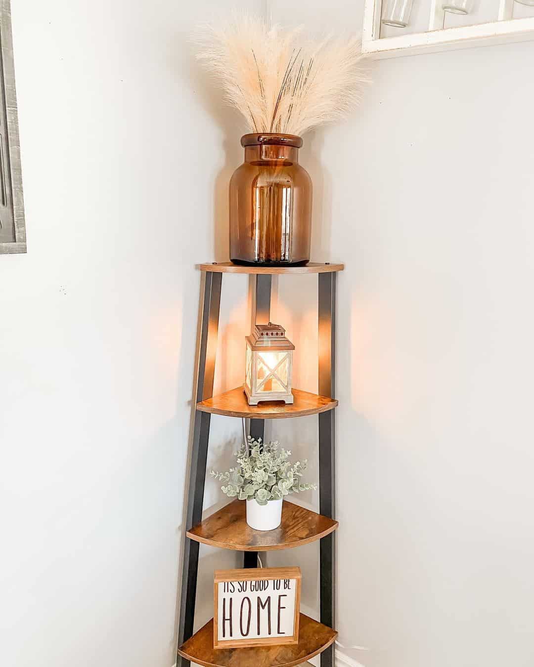 Wood and Black Corner Shelf - Soul & Lane