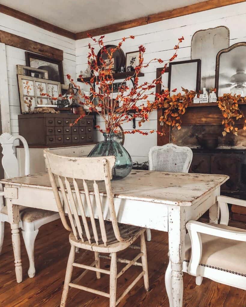 Antique Mirrors in a Rustic Dining Room