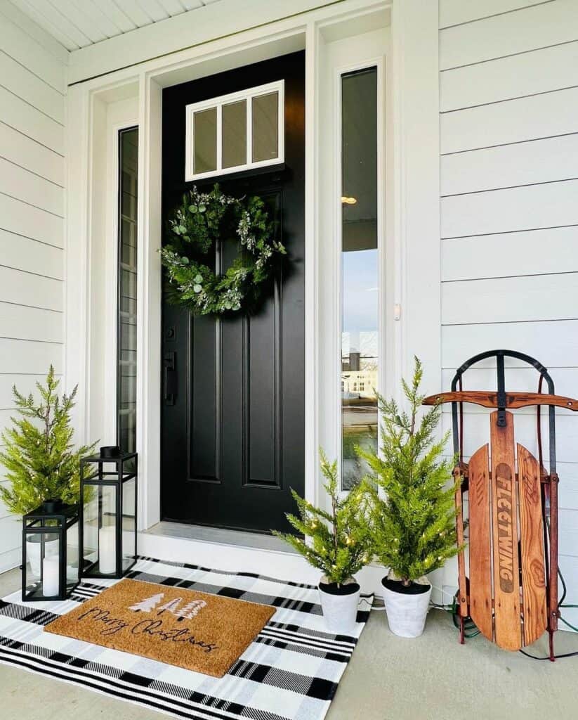 Black and White Farmhouse Front Porch