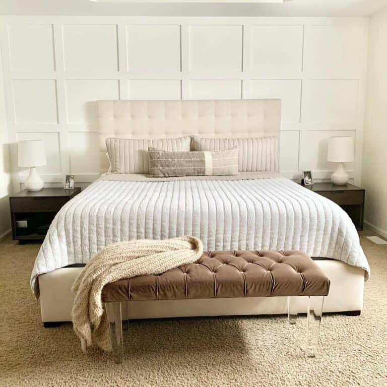 Board and Batten Accent Wall With Smoky Taupe Bedframe