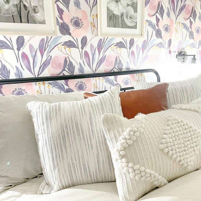 Bohemian Bedroom With Floral Wallpaper