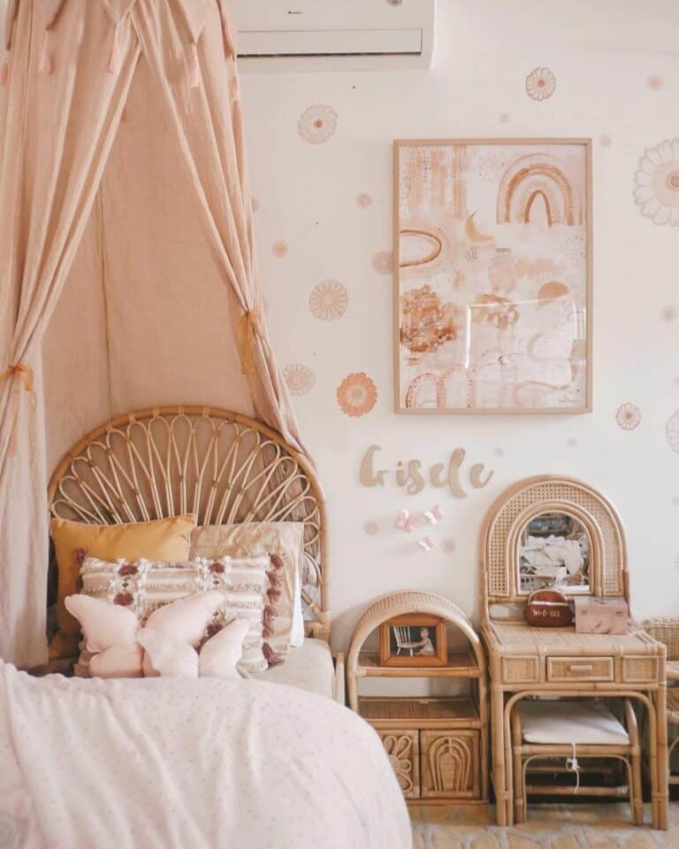 Boho Bedroom With Framed Art