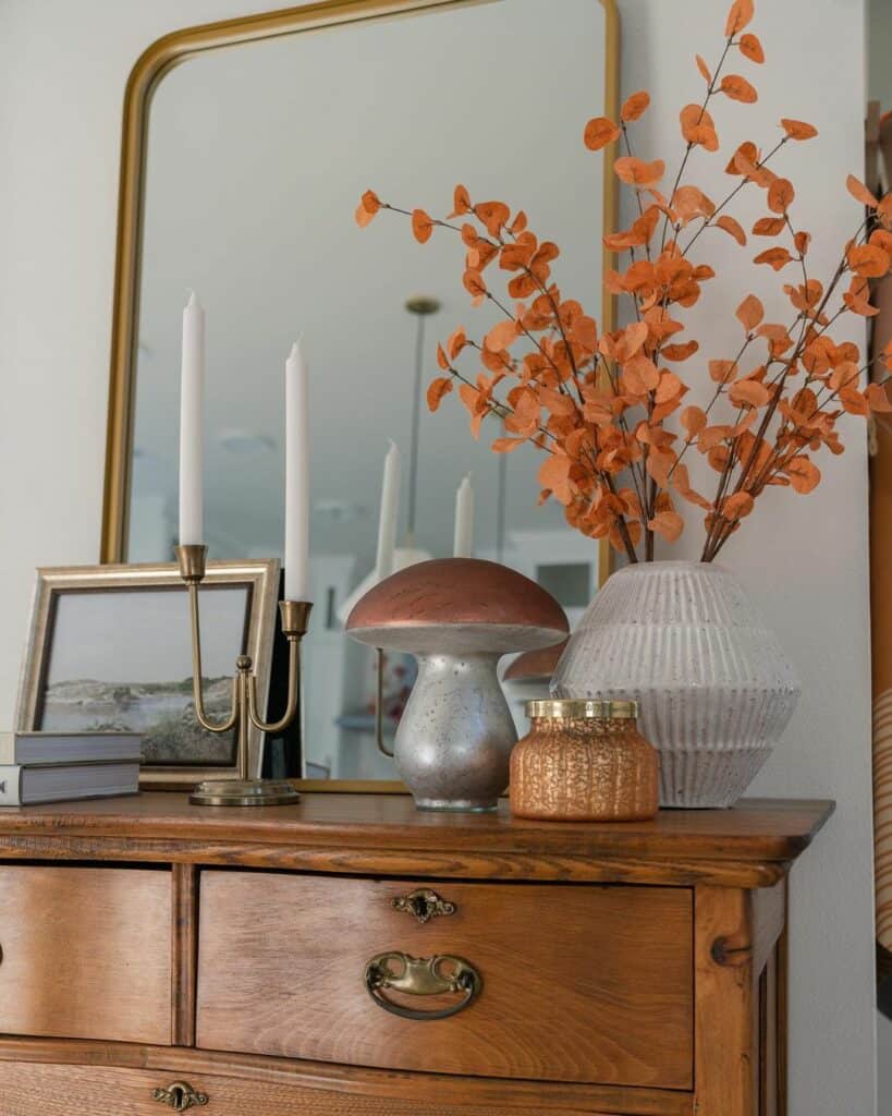 Brass Accessories Enhance a Vintage Dresser