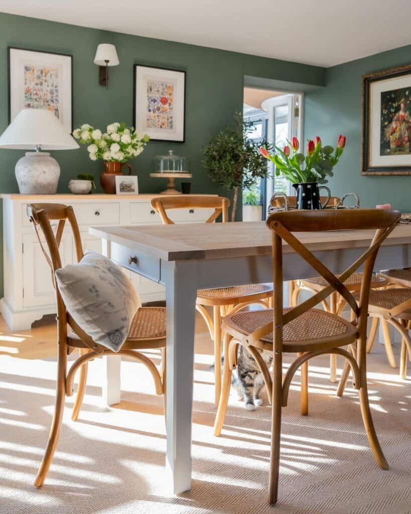 Bright Dining Room Showcases Vibrant Walls