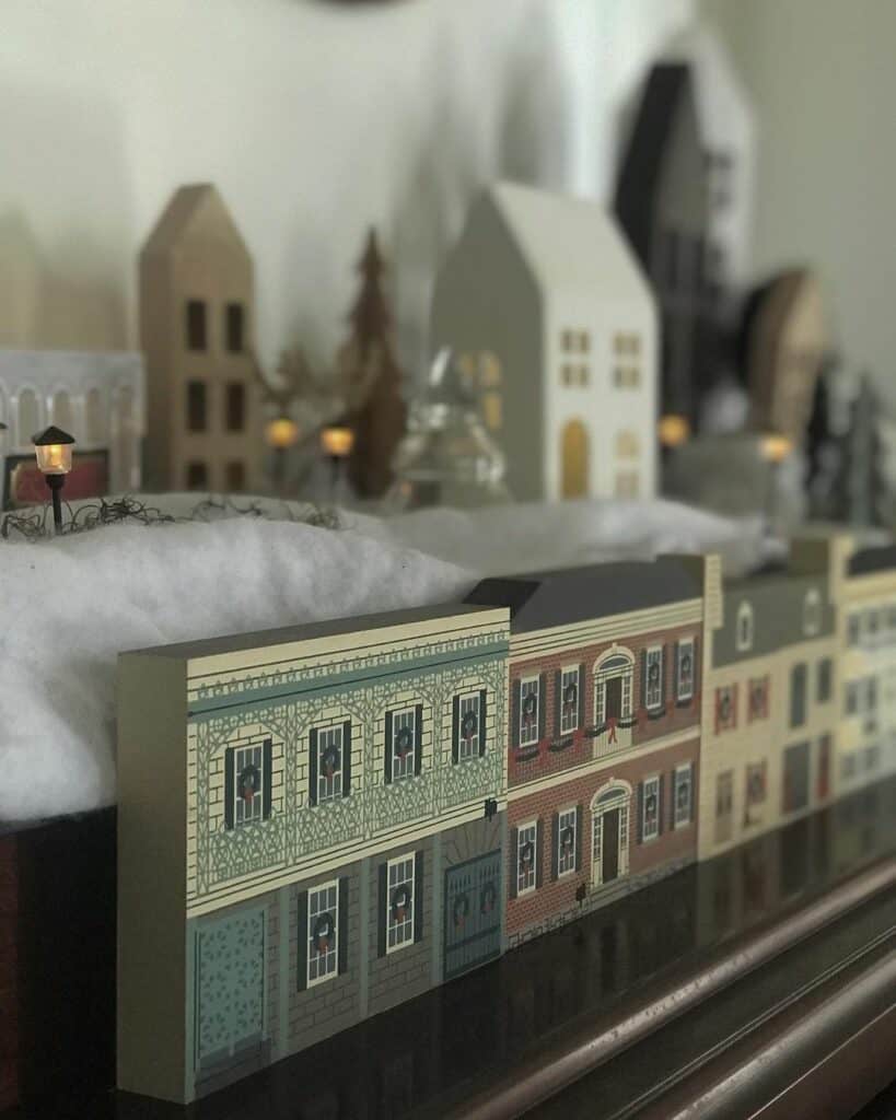 Christmas Town With Snowy Background