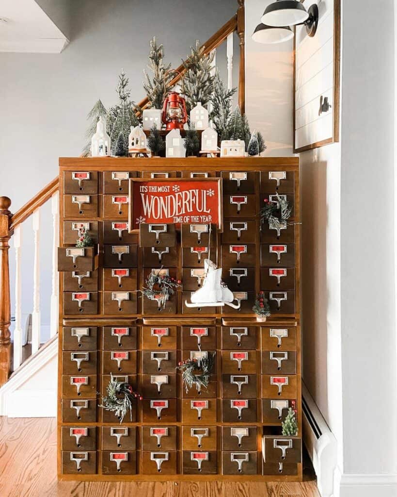 Christmas-themed Apothecary Cabinet