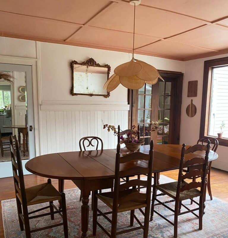 Classic Dining Room With Brown Ceiling