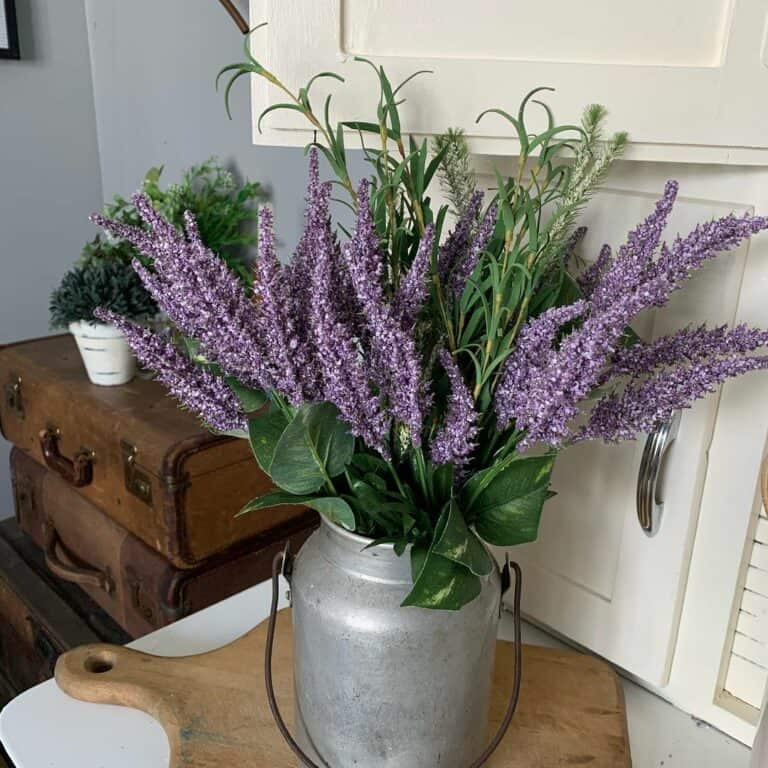 Cottage Kitchen With Purple Flowers