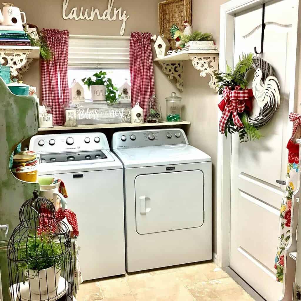 Cottage Laundry Room With White Décor