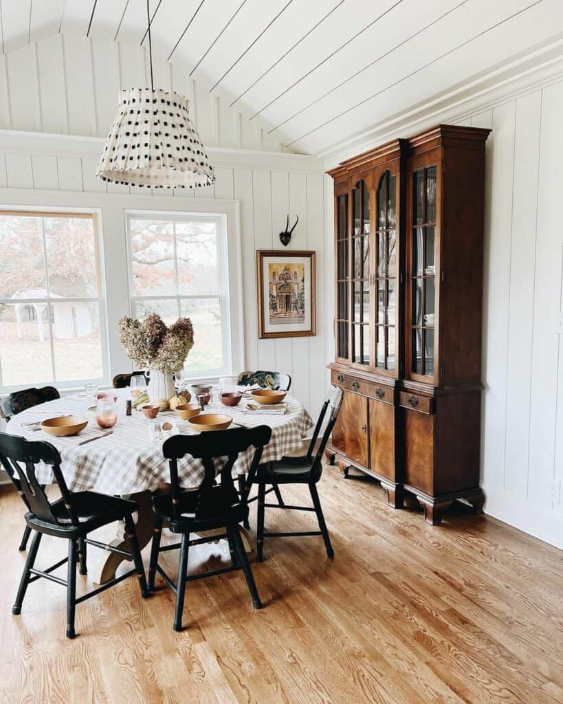 Dining Room With Vertical Shiplap Wall