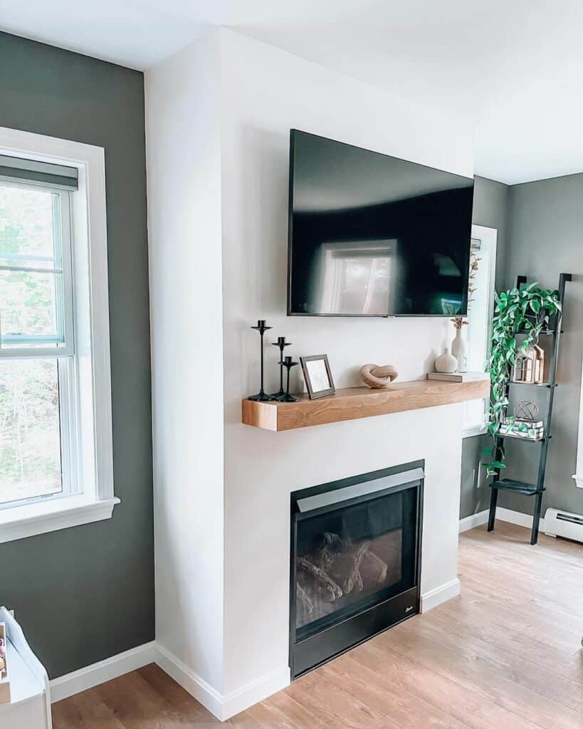 Earthy Green Walls and White Accents
