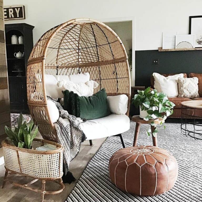 Earthy Tones Accessorize an Egg Chair