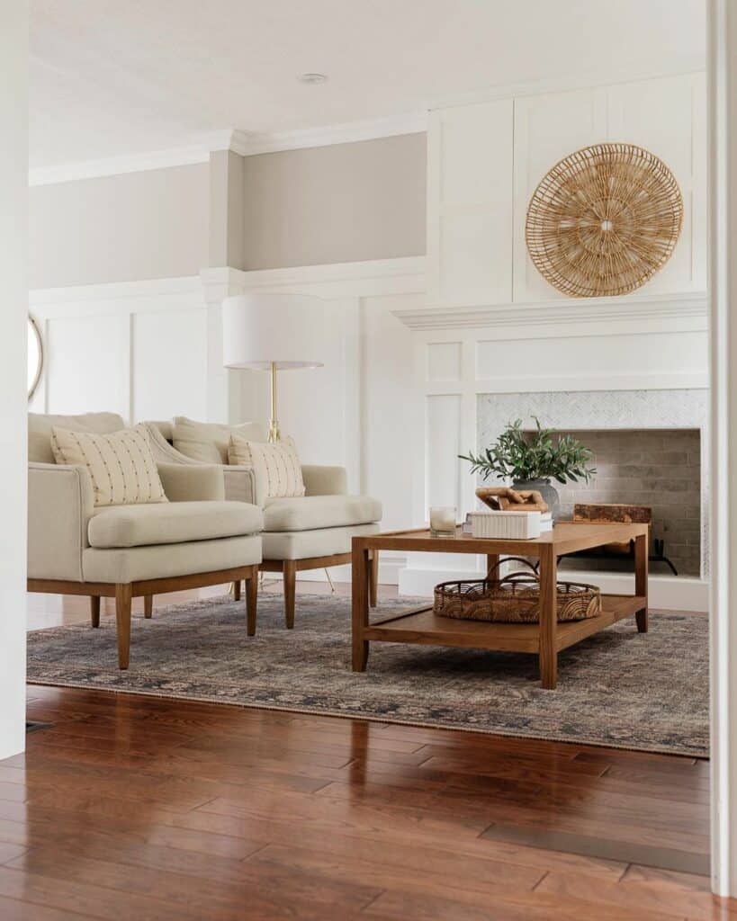 Elegant Seating and Fabulous Board and Batten Fireplace