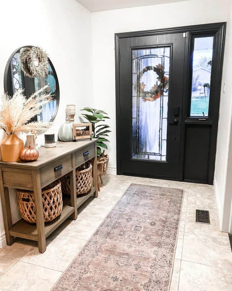 Fall Décor Complemented by a Black Front Door