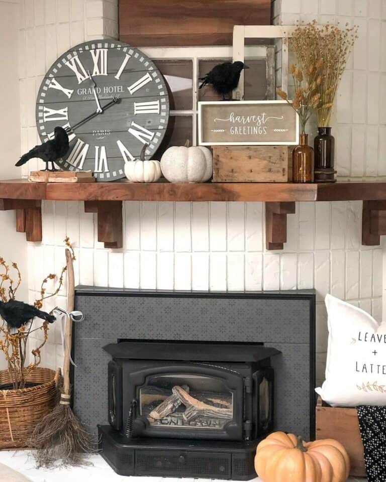 Fall-themed Rustic Fireplace Setting