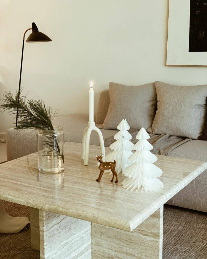 Fanned-out Paper Trees on a Marble Table