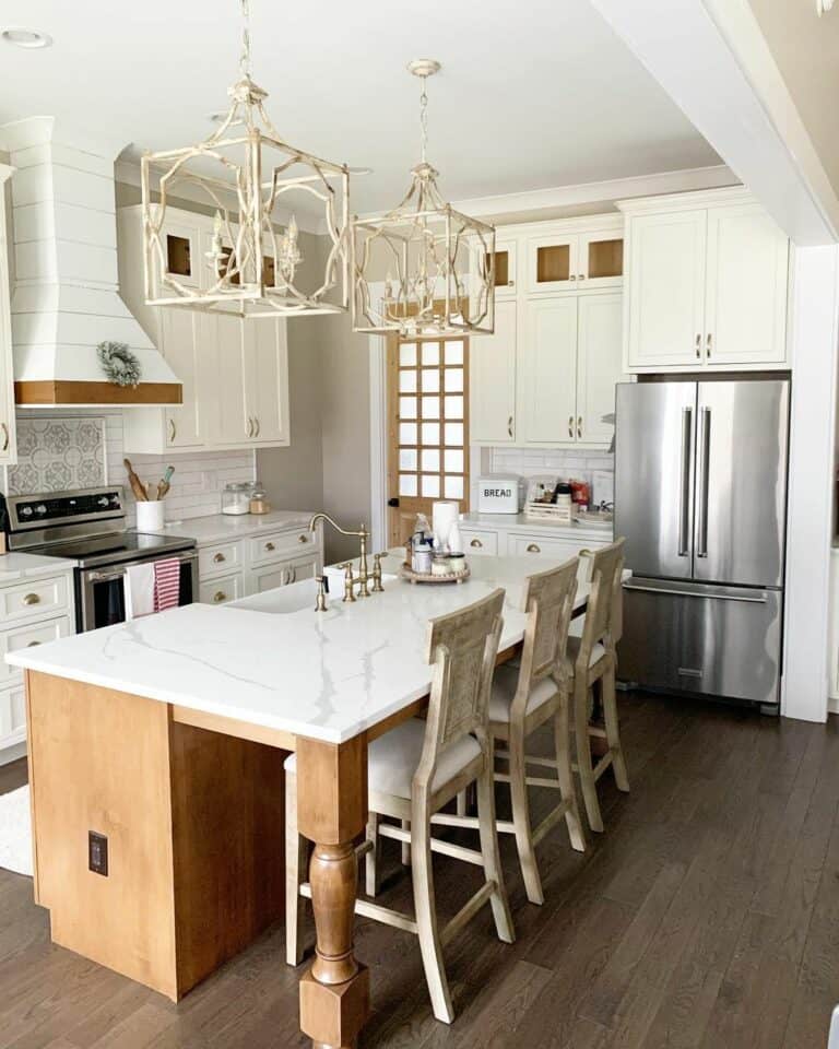 Farmhouse Kitchen With Marble Counters