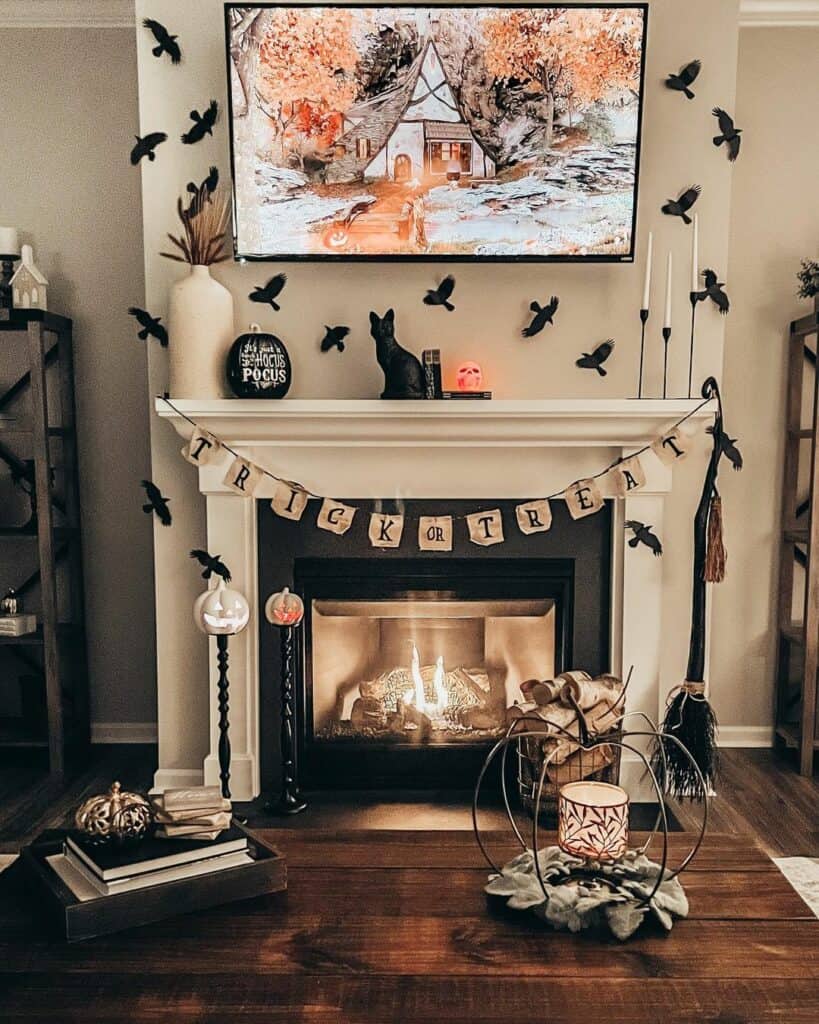 Farmhouse Living Room With Halloween Décor