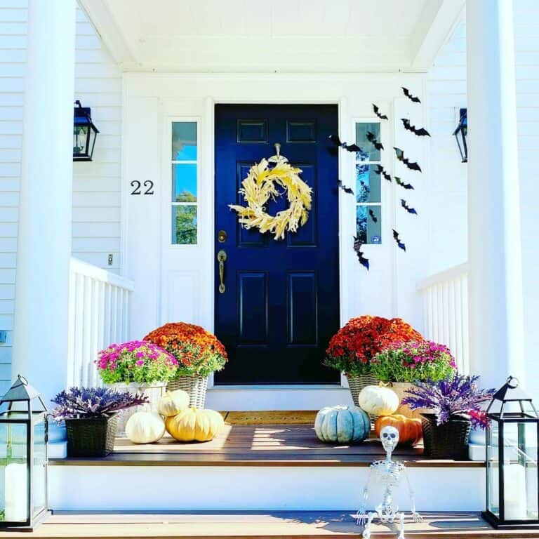 Farmhouse Porch With Corn Husk Wreath