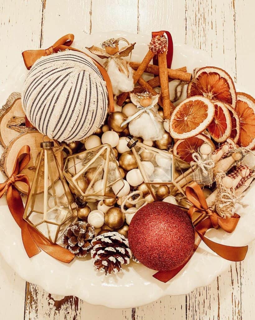 Festive Baubles Styled in a Dish