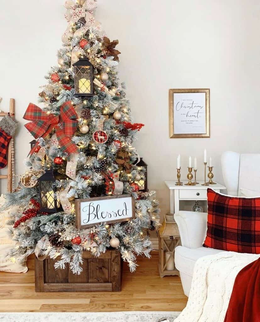 Flocked Branches Welcome Vintage Christmas Décor