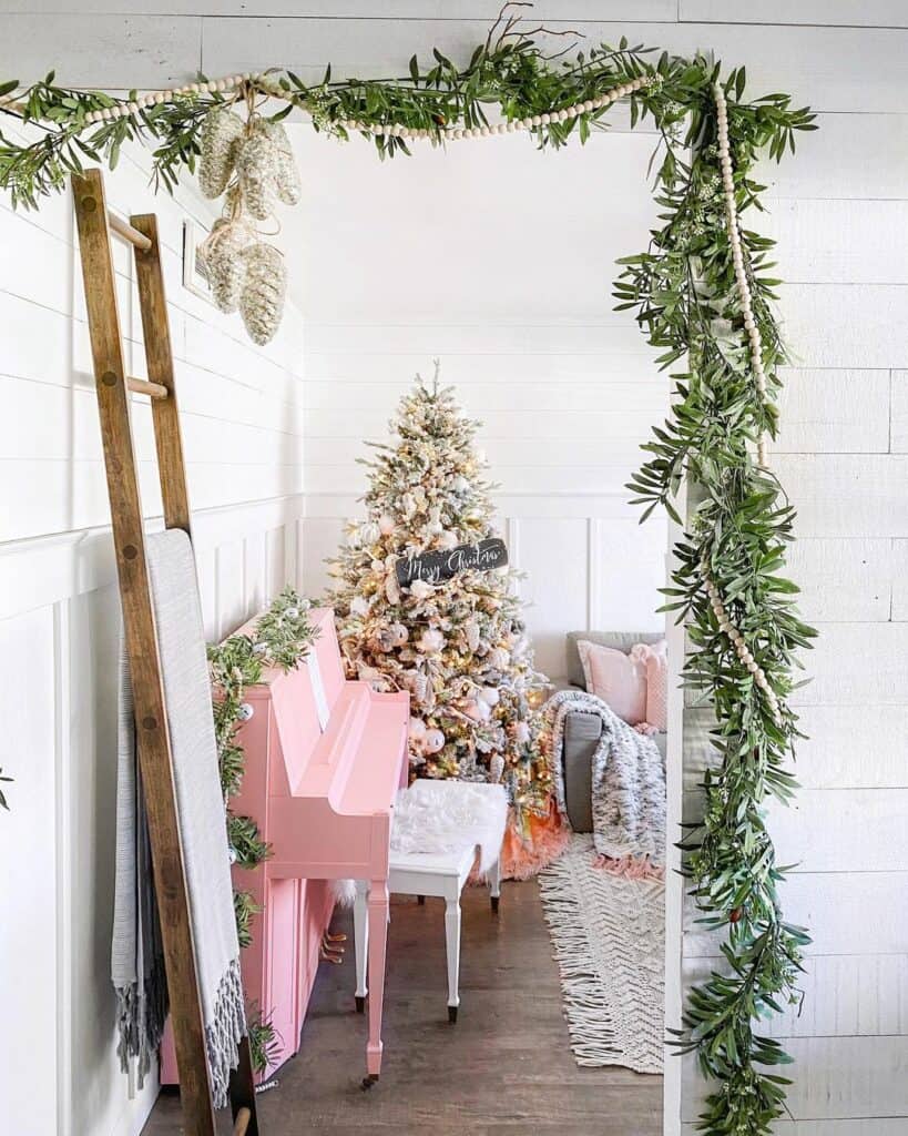 Garland Draped Around a Holiday Doorway