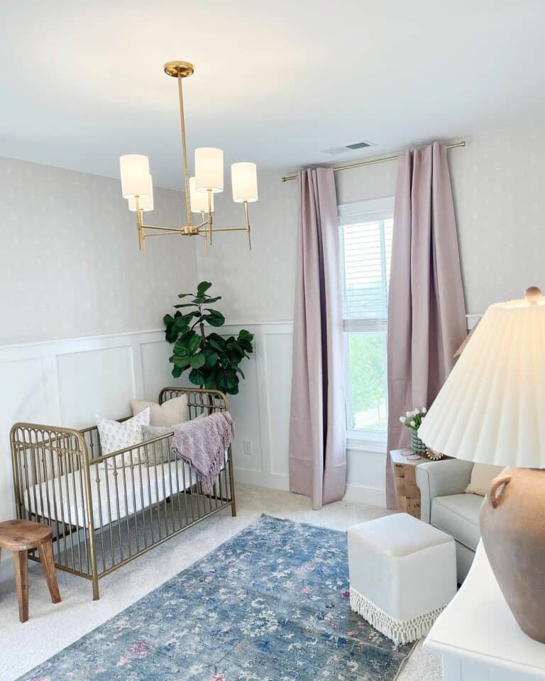 Gold Chandelier and Matching Crib Adds Luxury