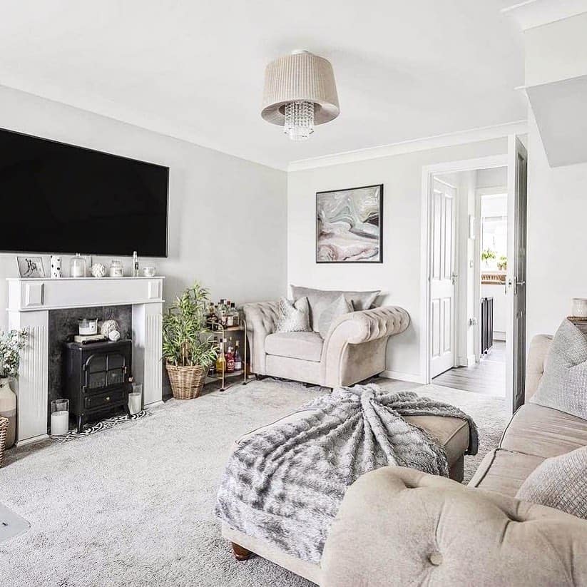 Gray Living Room With Upholstered Sofa