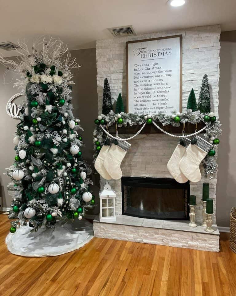 Green and Gray Aesthetic for Christmas-themed Living Room