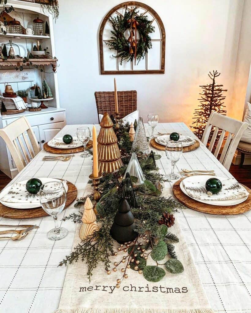 Green and White Christmas Tablescape