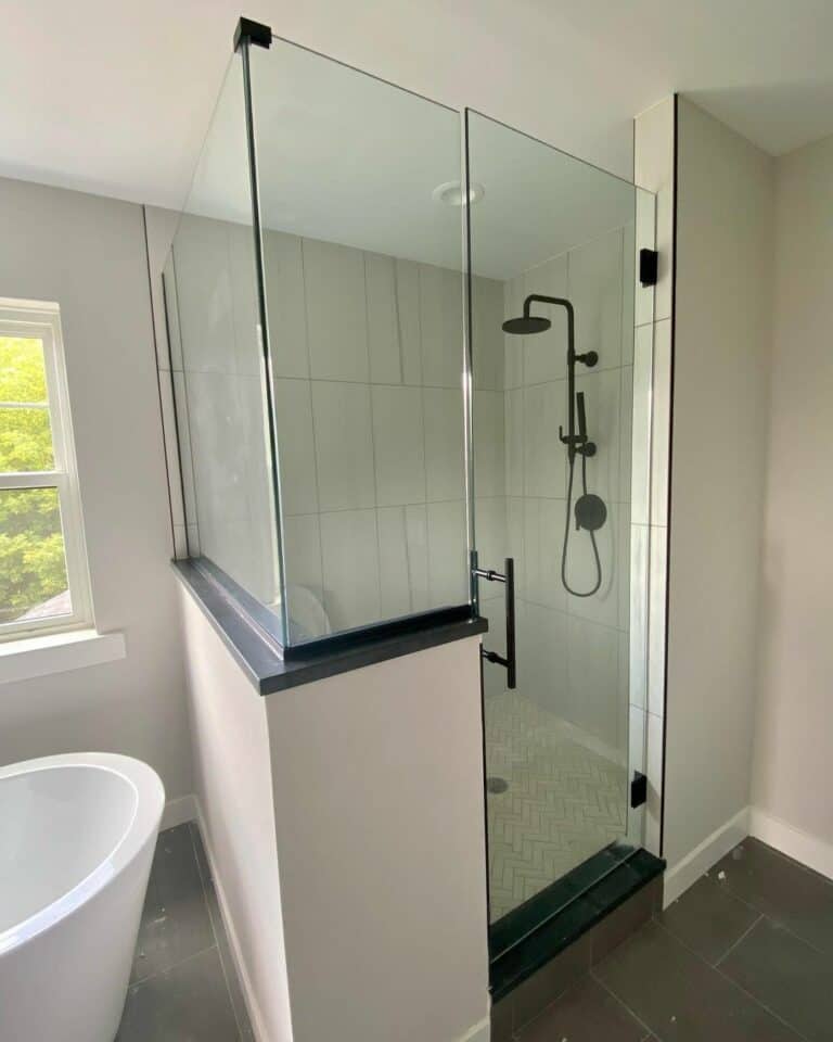Half-wall Shower With Glass Panels