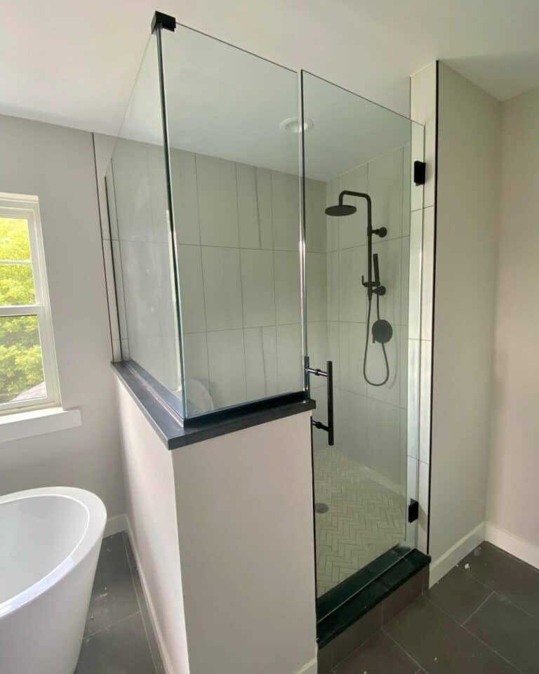Halfwall Shower With Glass Panels Soul & Lane