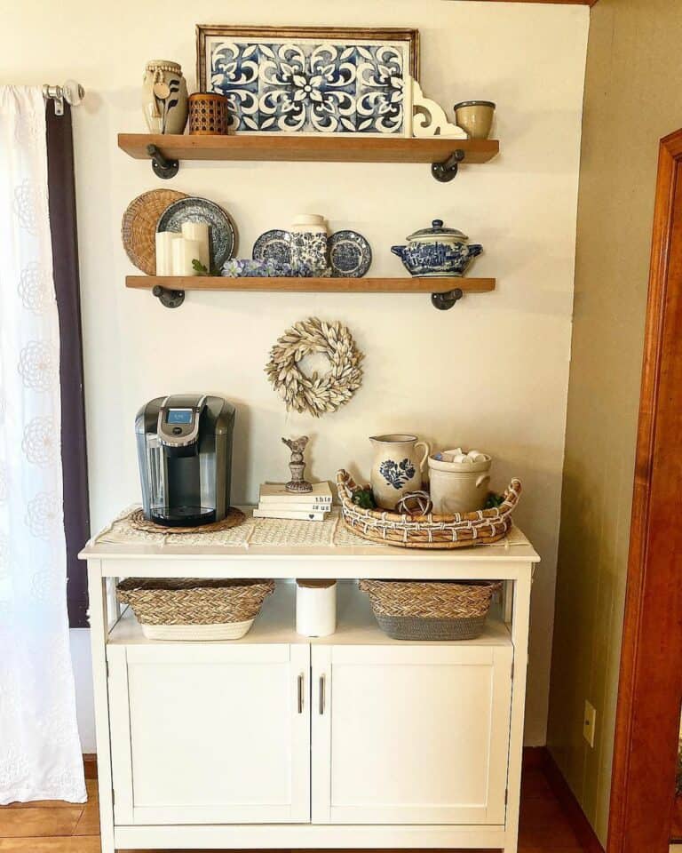 Home Coffee Bar With Chinoserie Earthenware