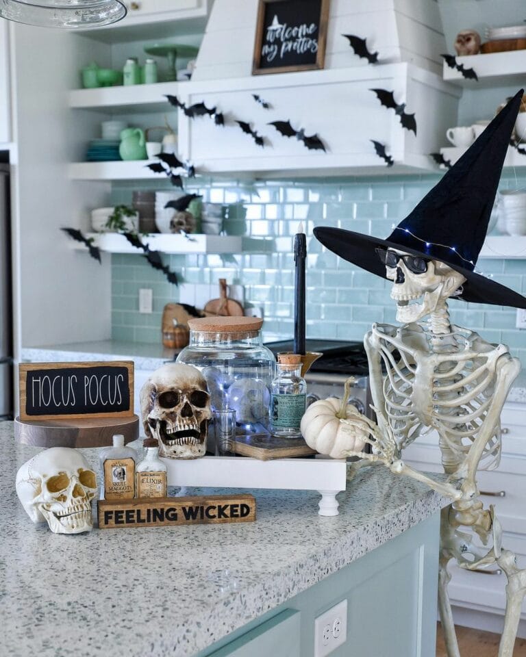 Kitchen with Halloween Skeleton Decor