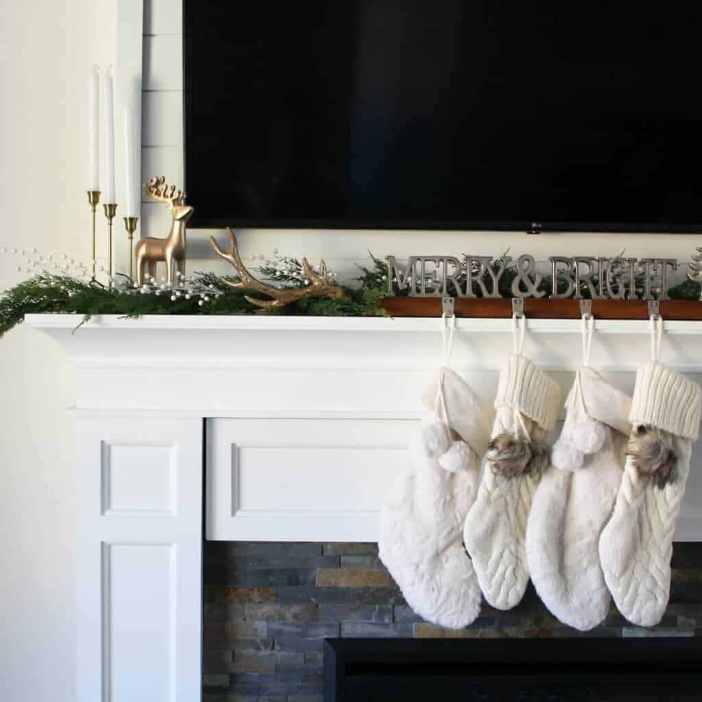 Knitted Stocking Hung in a Row