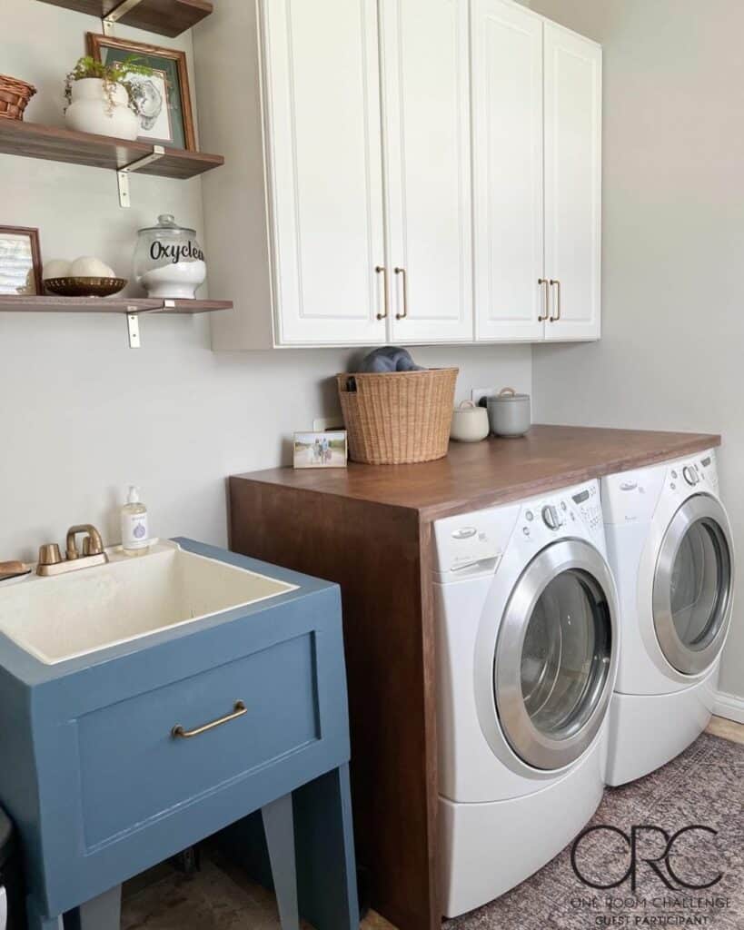 Laundry Room With Wooden Countertop